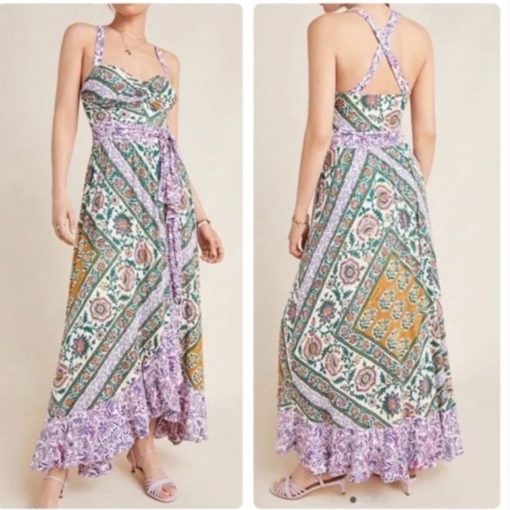 Anthropologie Maeve Gabriela Floral Ruffled Maxi Dress
